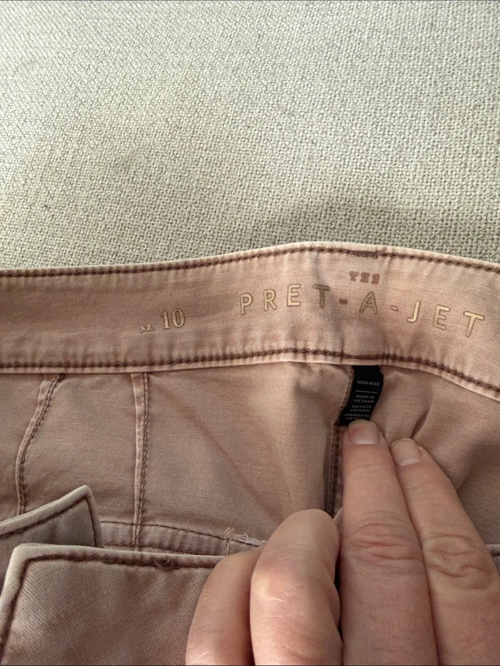 Light Blush Straight-Leg Pants Pret A Jet size 10 - Picture 3 of 5